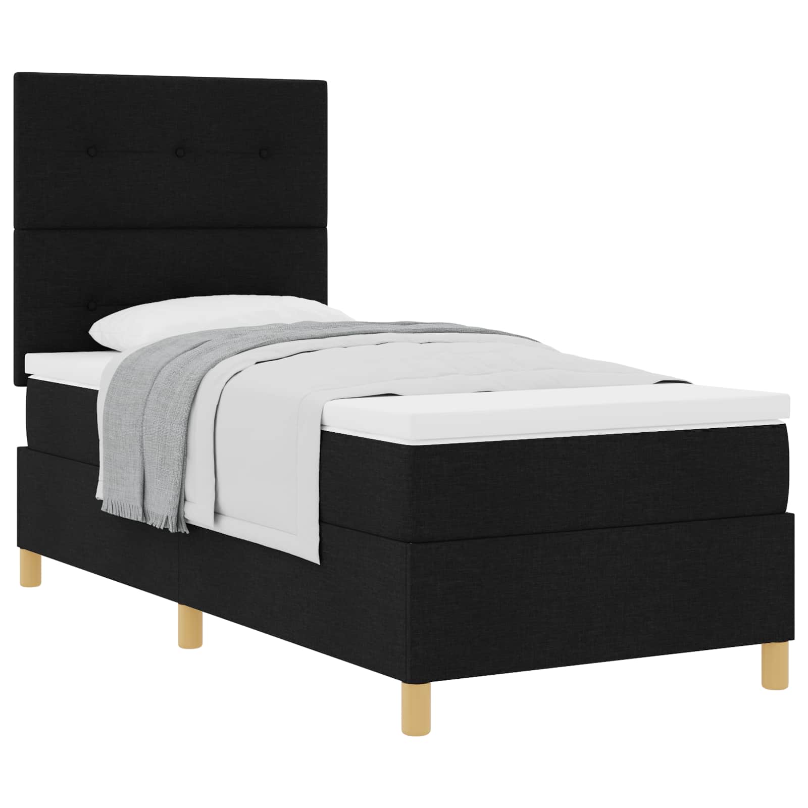 Krevet s opruga kutije s uzglavljem Crna 100 x 200 cm tkanina