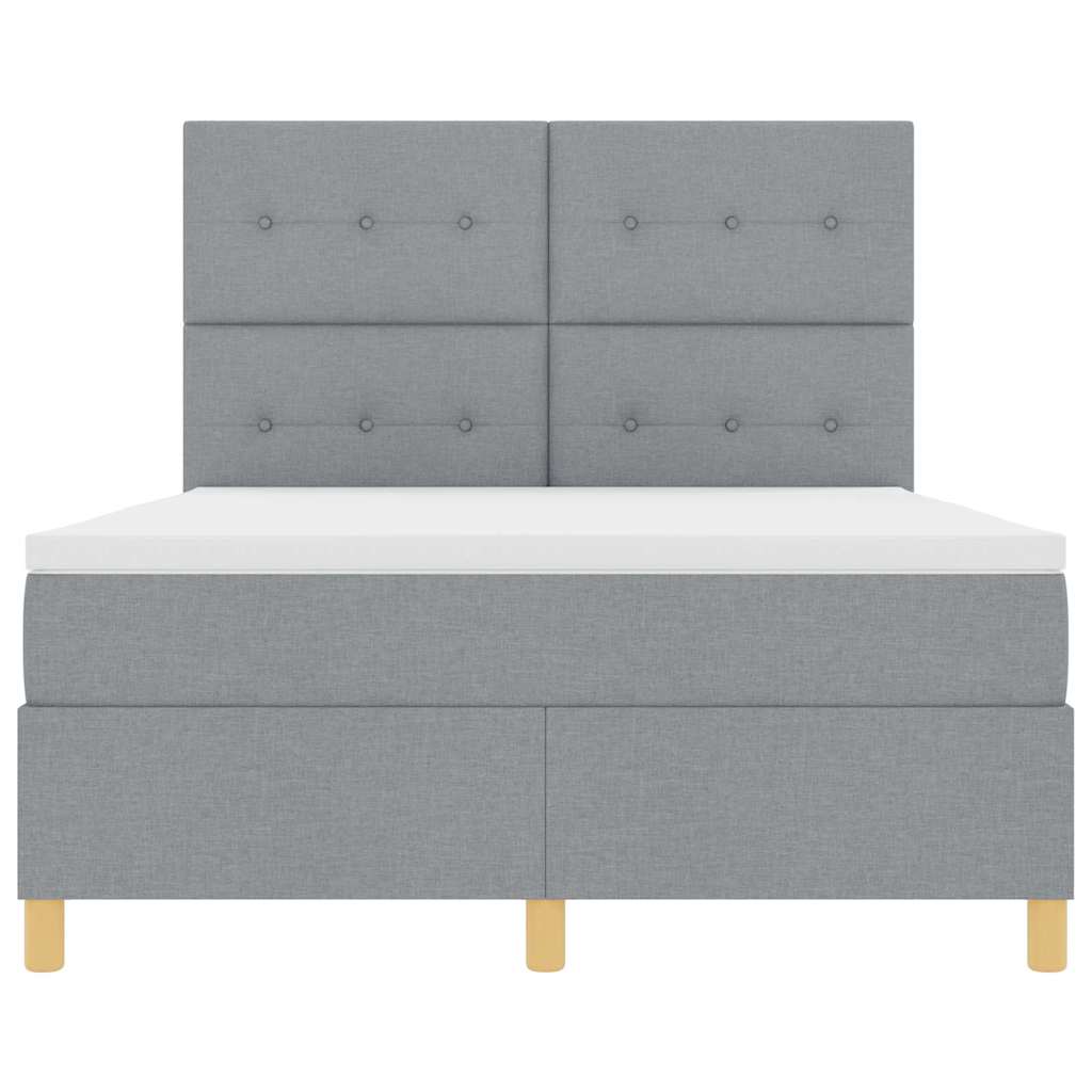 Krevet s opruga kutije Svijetlo siva 140 x 190 cm tkanina