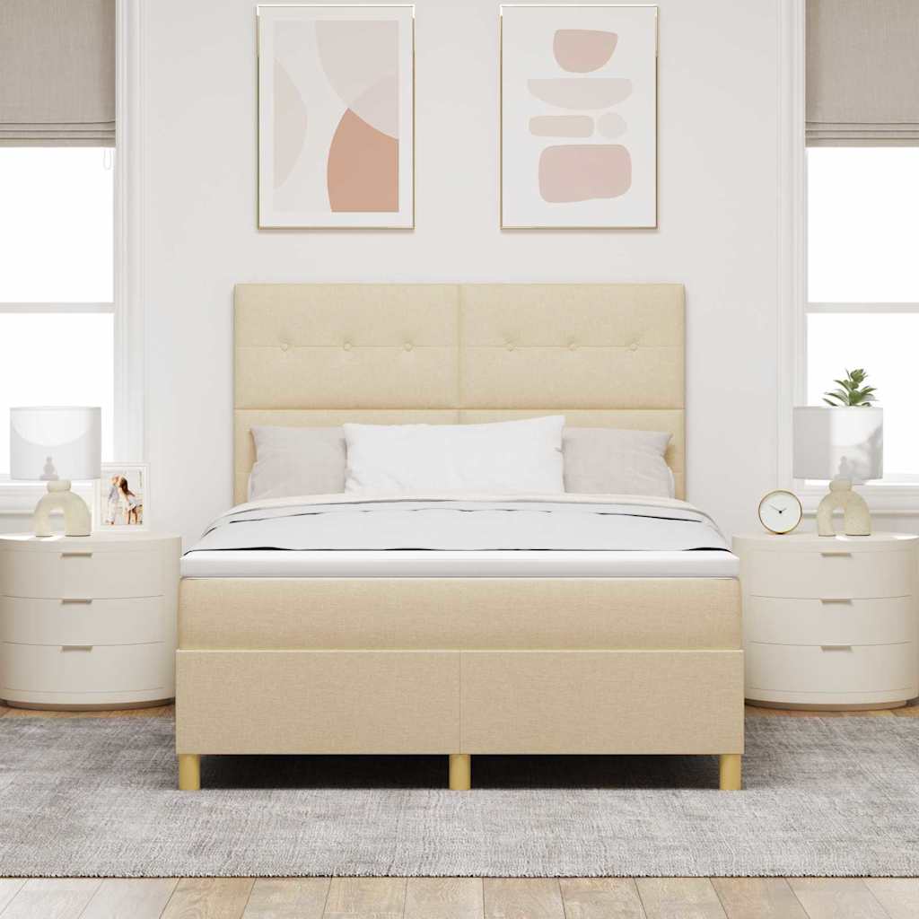 Krevet s opruga kutije s uzglavljem Krema 140 x 200 cm tkanina