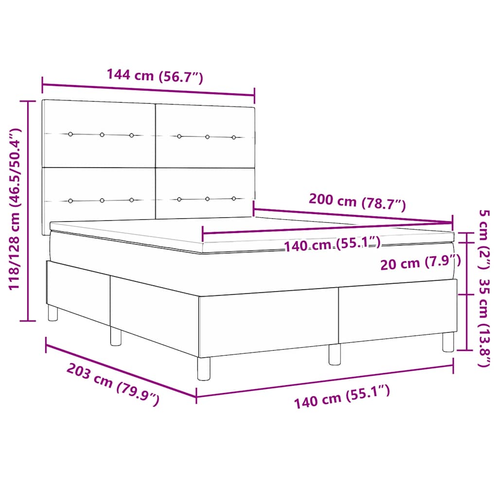 Krevet s opruga kutije s uzglavljem Krema 140 x 200 cm tkanina