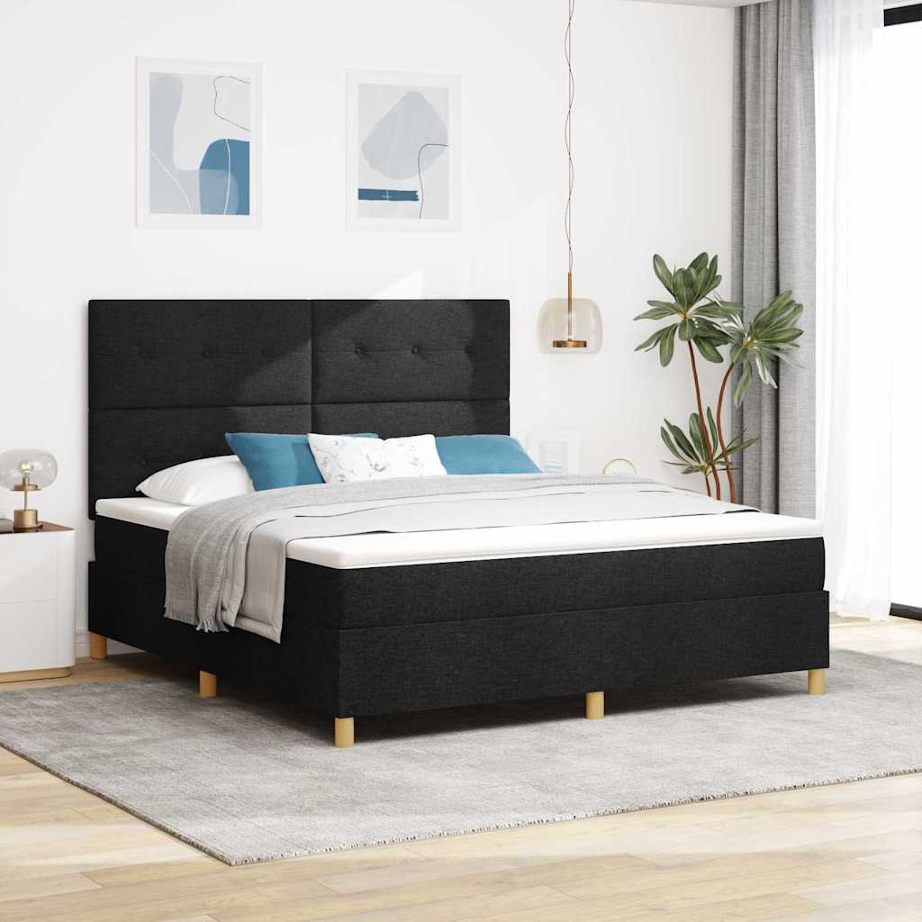 Krevet s opruga kutije s uzglavljem Crna 180 x 200 cm tkanina