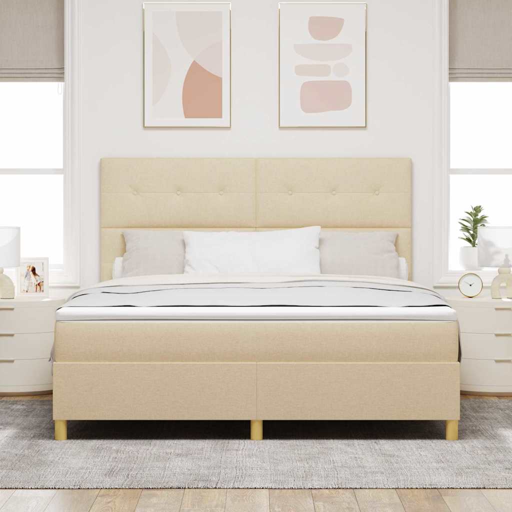 Krevet s opruga kutije s uzglavljem Krema 180 x 200 cm tkanina