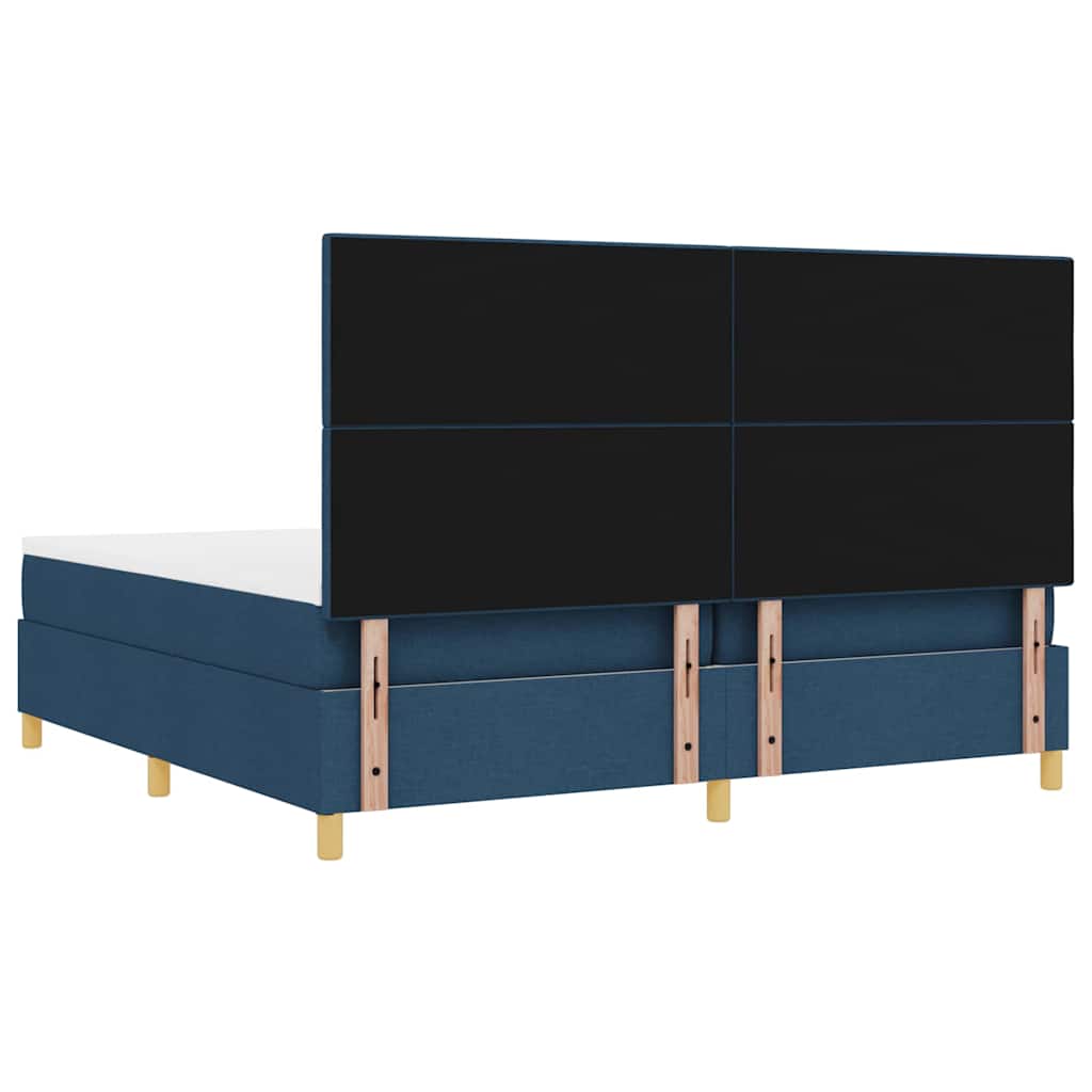 Krevet s opruga kutije s uzglavljem Plava 200 x 200 cm tkanina