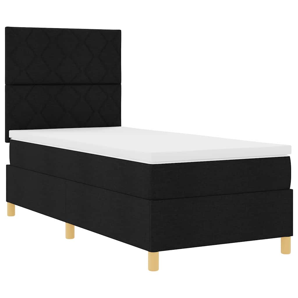 Krevet s opruga kutije s uzglavljem Crna 100 x 200 cm tkanina