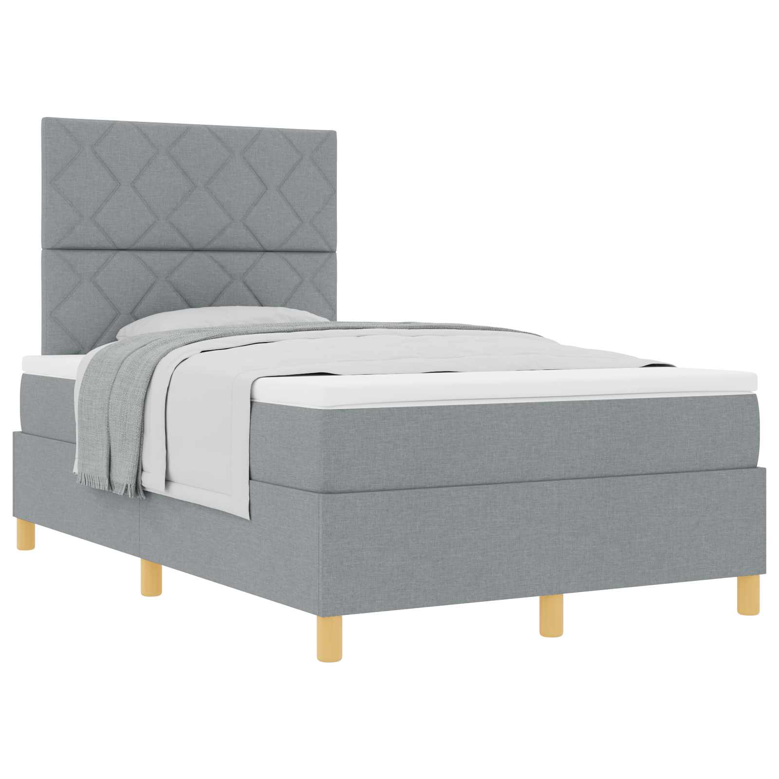 Krevet s opruga kutije Svijetlo siva 120 x 190 cm tkanina