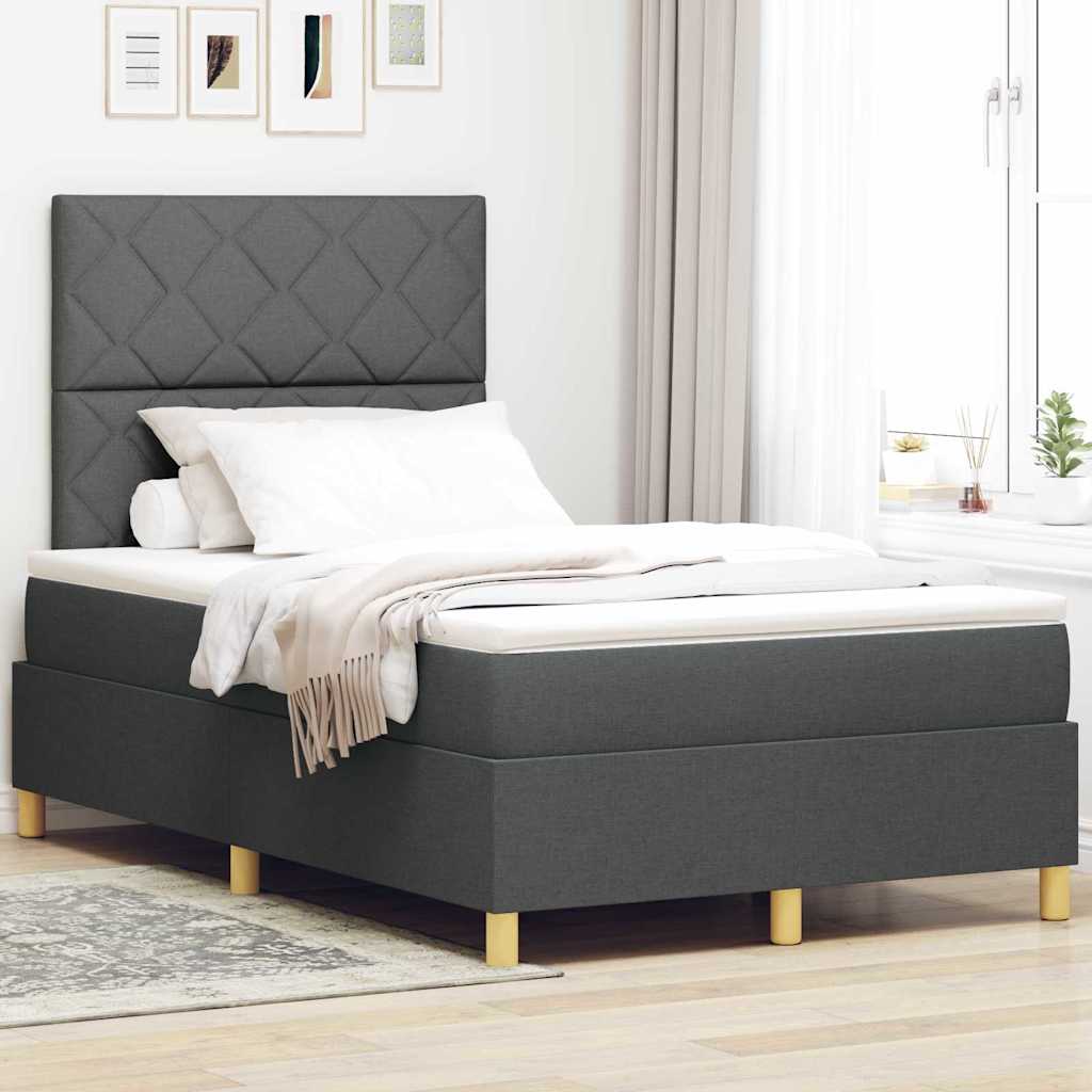 Krevet s opruga kutije Tamno siva 120 x 190 cm tkanina