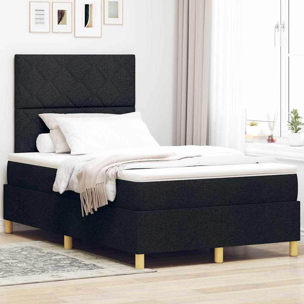 Krevet s opruga kutije s uzglavljem Crna 120 x 190 cm tkanina