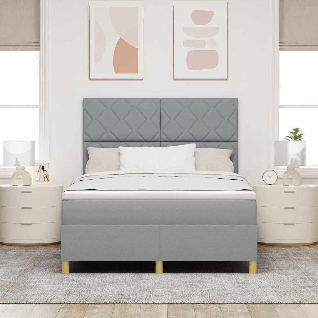Krevet s opruga kutije Svijetlo siva 160 x 200 cm tkanina