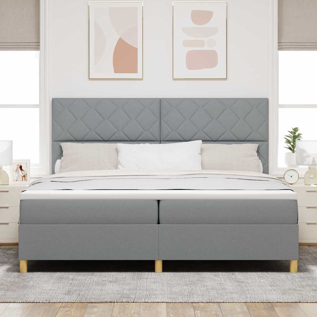 Krevet s opruga kutije Svijetlo siva 200 x 200 cm tkanina
