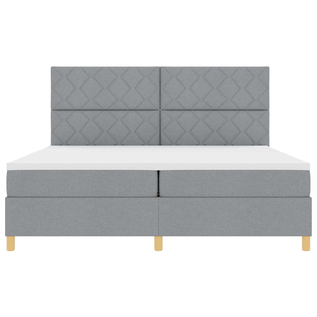 Krevet s opruga kutije Svijetlo siva 200 x 200 cm tkanina