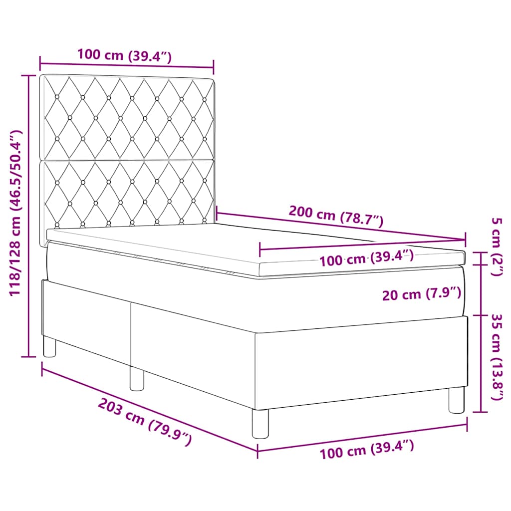 Krevet s opruga kutije s madracem Ružičasta 100 x 200 cm Baršun