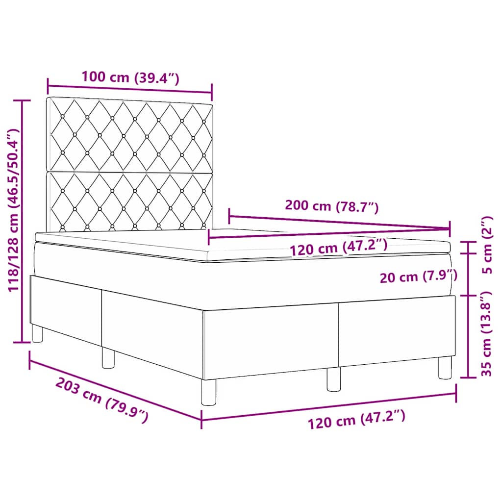 Krevet s opruga kutije Tamnozelena 120 x 200 cm Baršun
