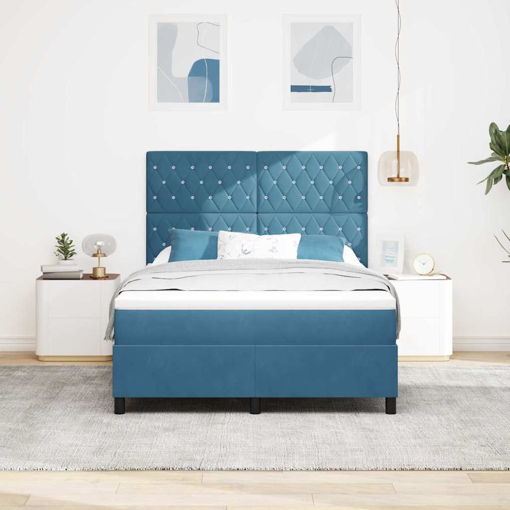 Krevet s opruga kutije Tamno plava 140 x 190 cm Baršun