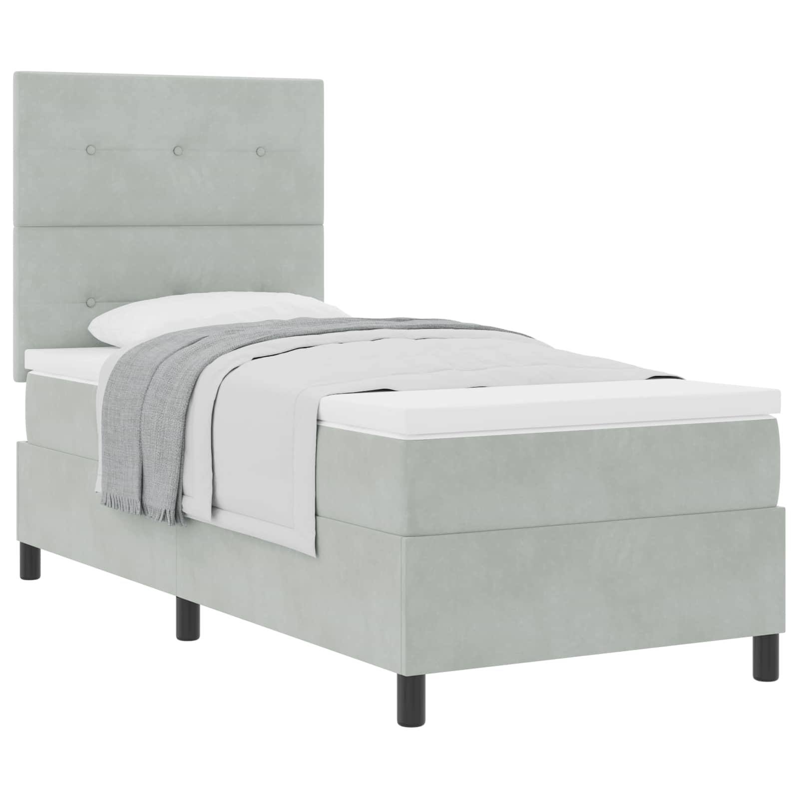 Krevet s opruga kutije Svijetlo siva 90 x 190 cm Baršun