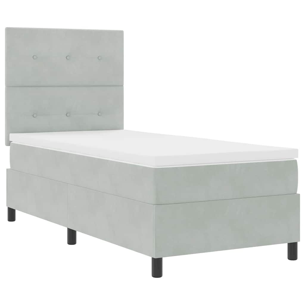 Krevet s opruga kutije Svijetlo siva 90 x 190 cm Baršun
