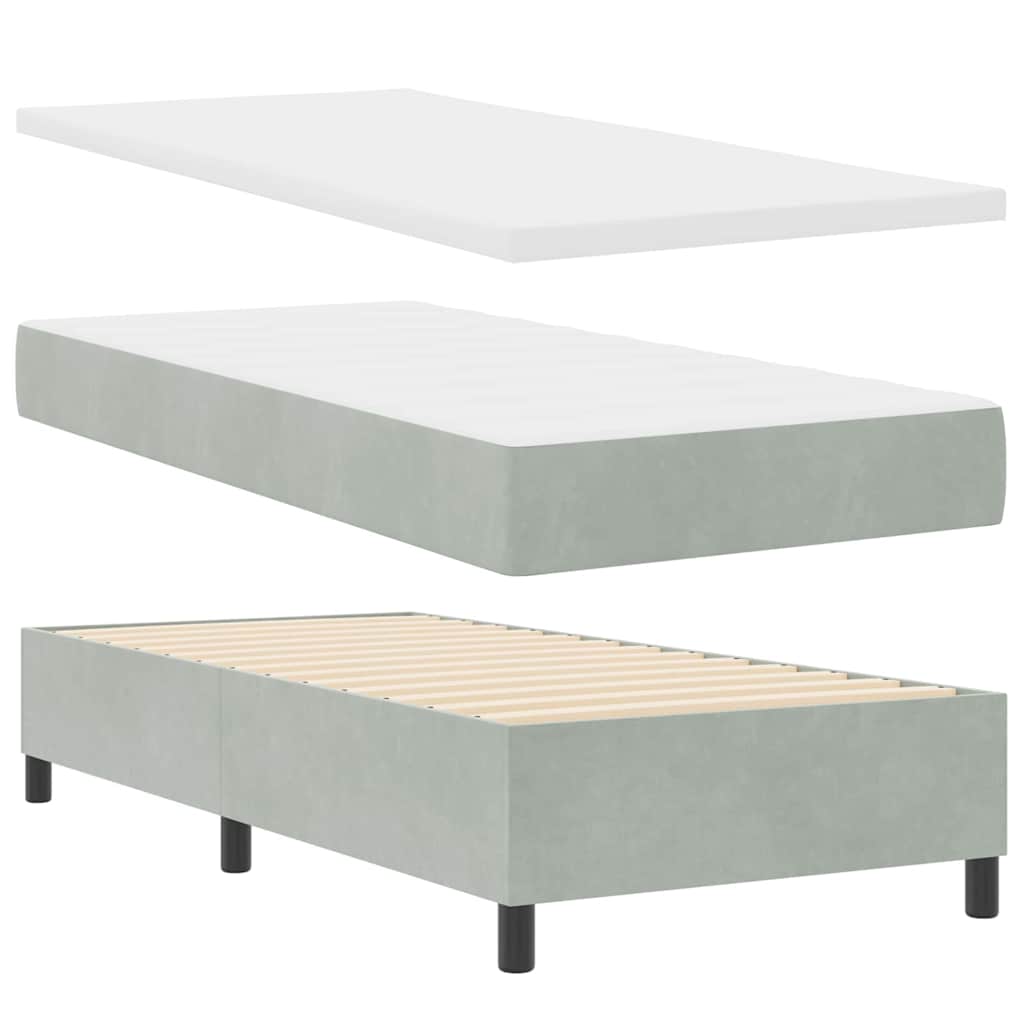 Krevet s opruga kutije Svijetlo siva 90 x 190 cm Baršun