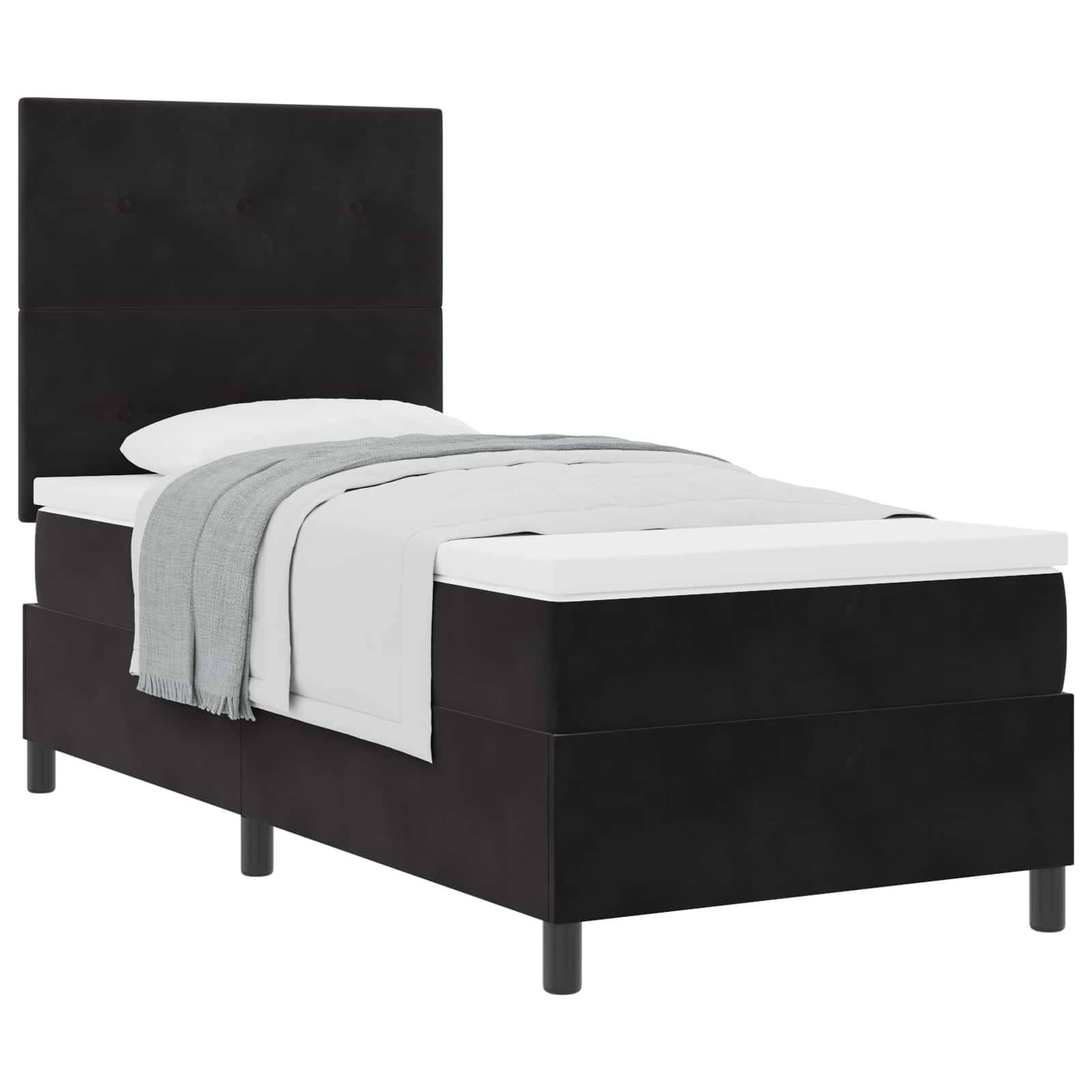 Krevet s opruga kutije s madracem Crna 90 x 190 cm Baršun