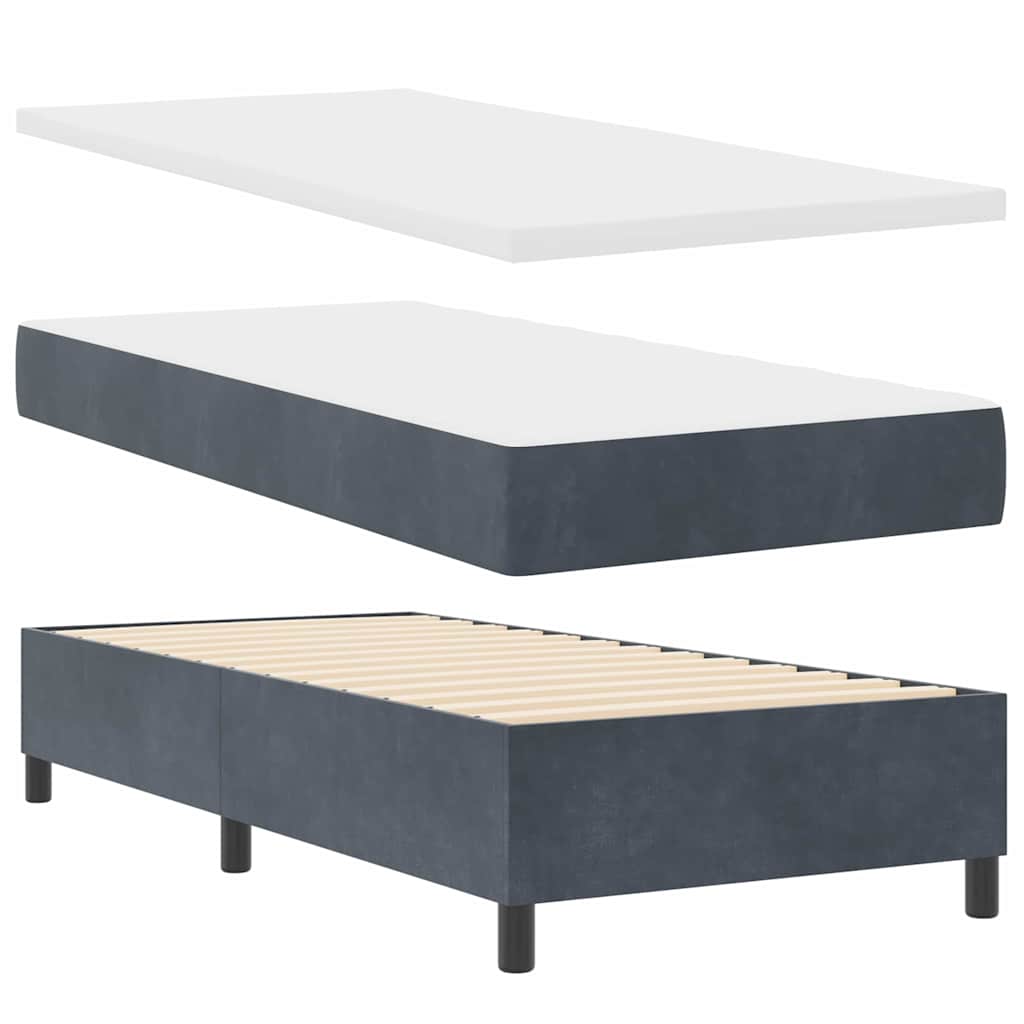 Krevet s opruga kutije Tamno siva 100 x 200 cm Baršun