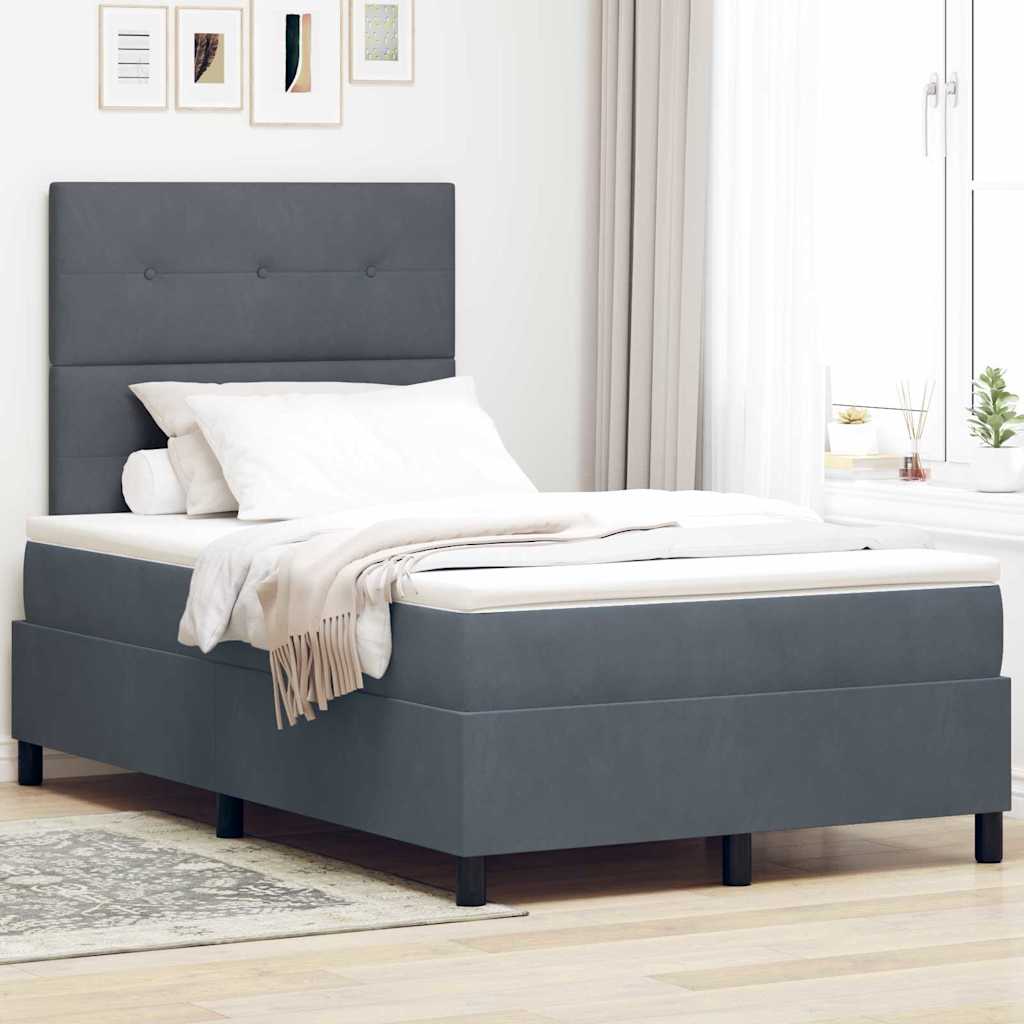 Krevet s opruga kutije Tamno siva 120 x 190 cm Baršun