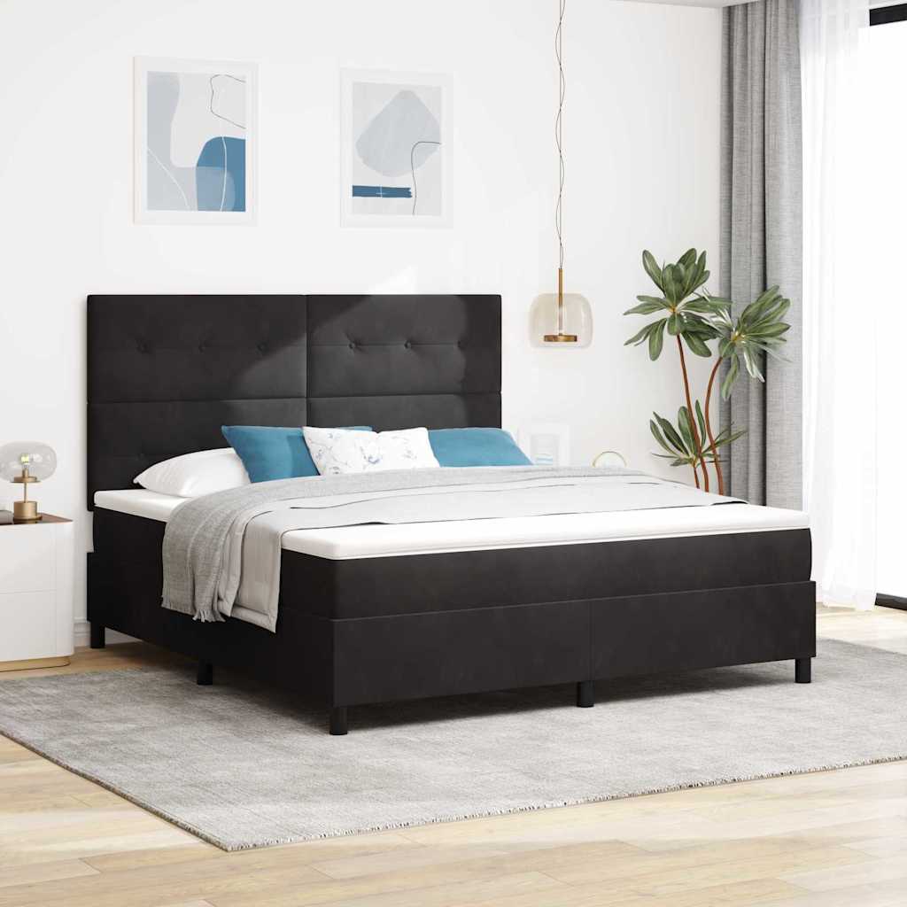 Krevet s opruga kutije s uzglavljem Crna 180 x 200 cm Baršun