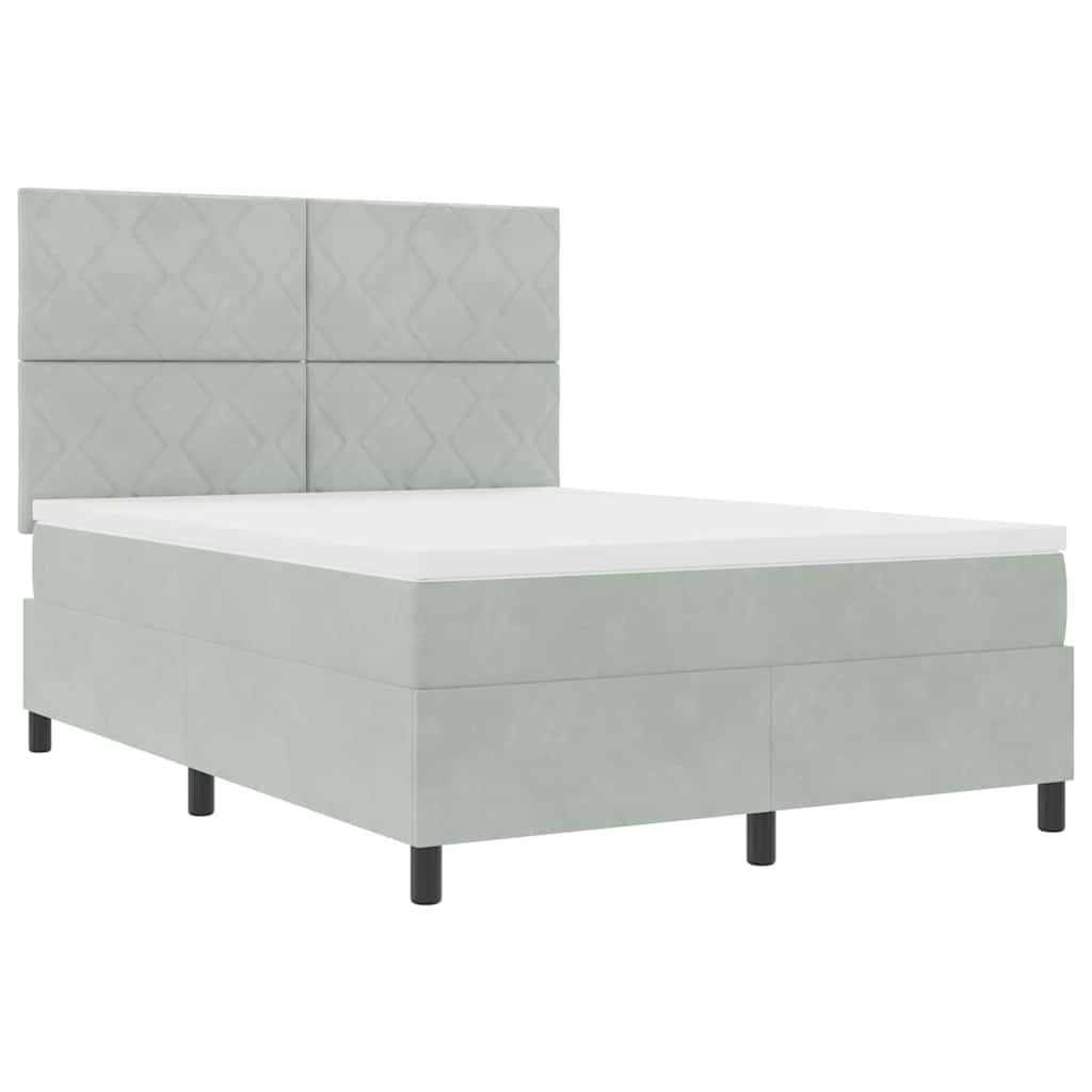 Krevet s opruga kutije Svijetlo siva 140 x 190 cm Baršun