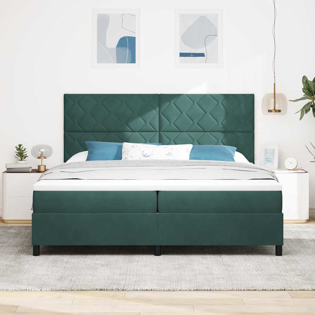 Krevet s opruga kutije Tamnozelena 200 x 200 cm Baršun
