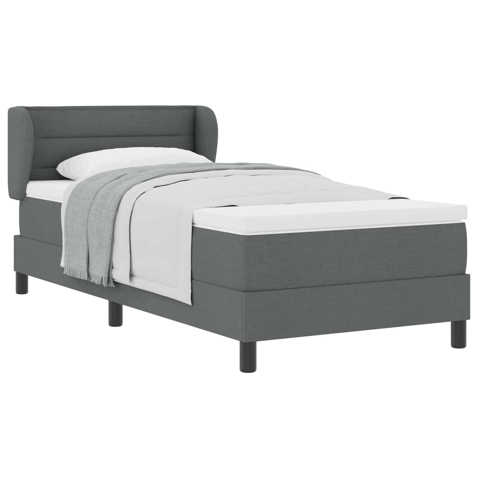 Krevet s opruga kutije Tamno siva 90 x 190 cm tkanina