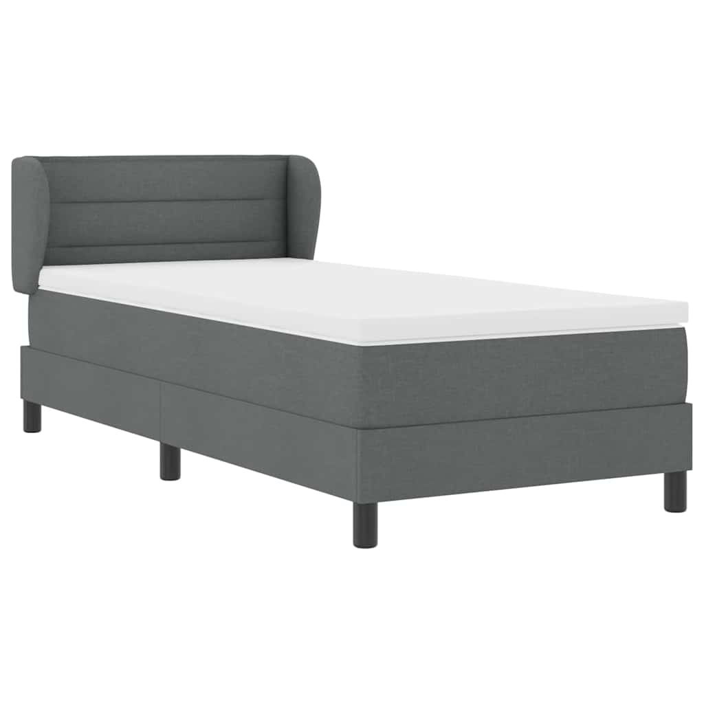 Krevet s opruga kutije Tamno siva 90 x 200 cm tkanina