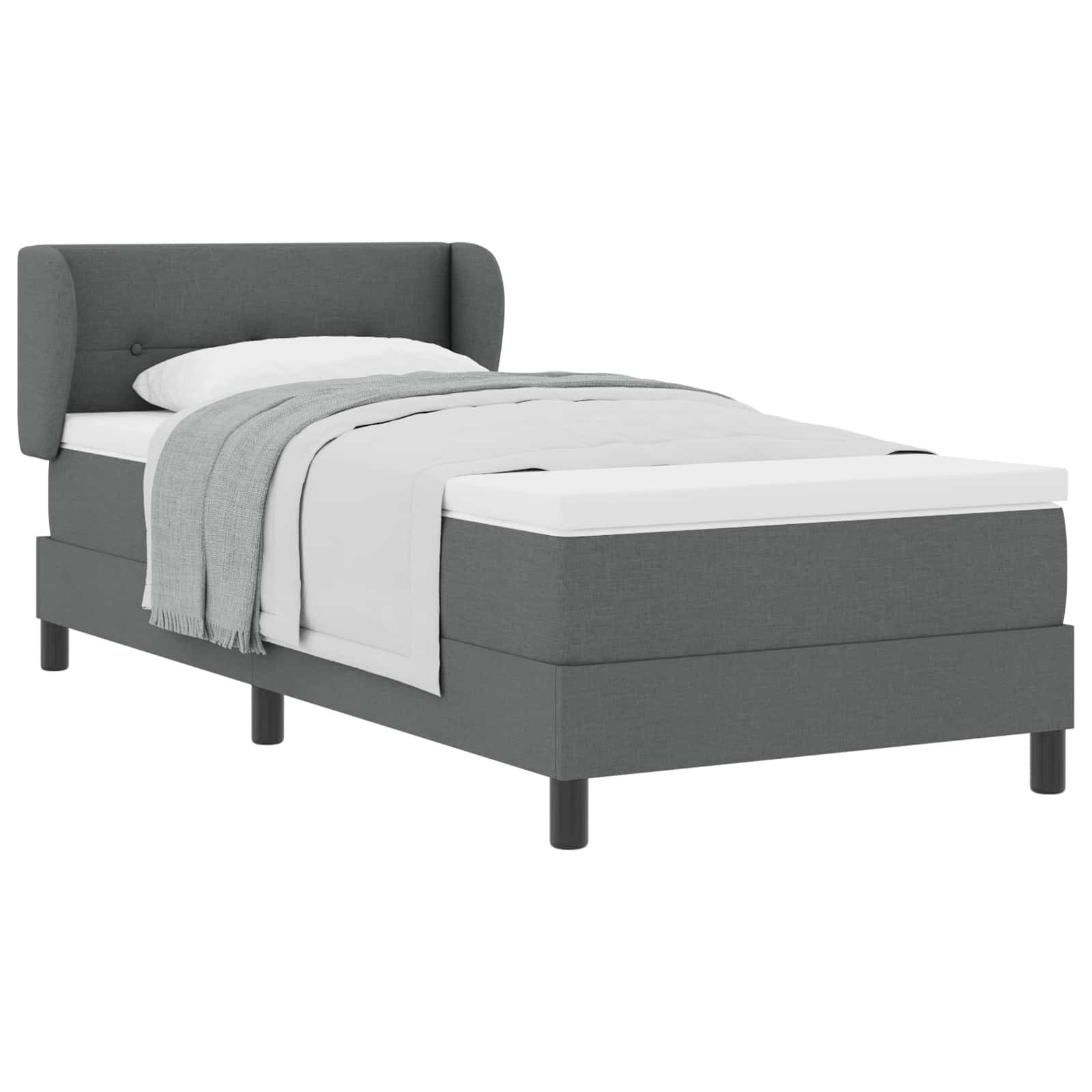 Krevet s opruga kutije Tamno siva 90 x 190 cm tkanina
