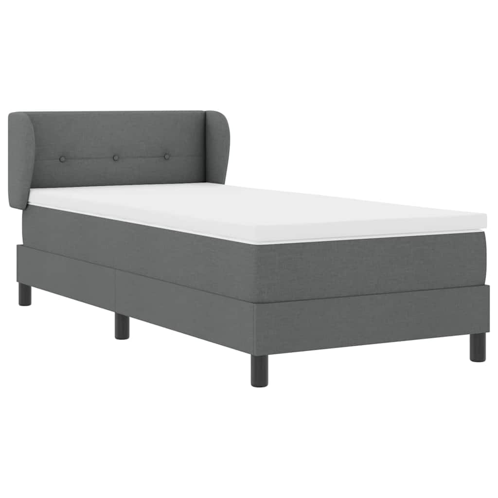 Krevet s opruga kutije Tamno siva 90 x 200 cm tkanina
