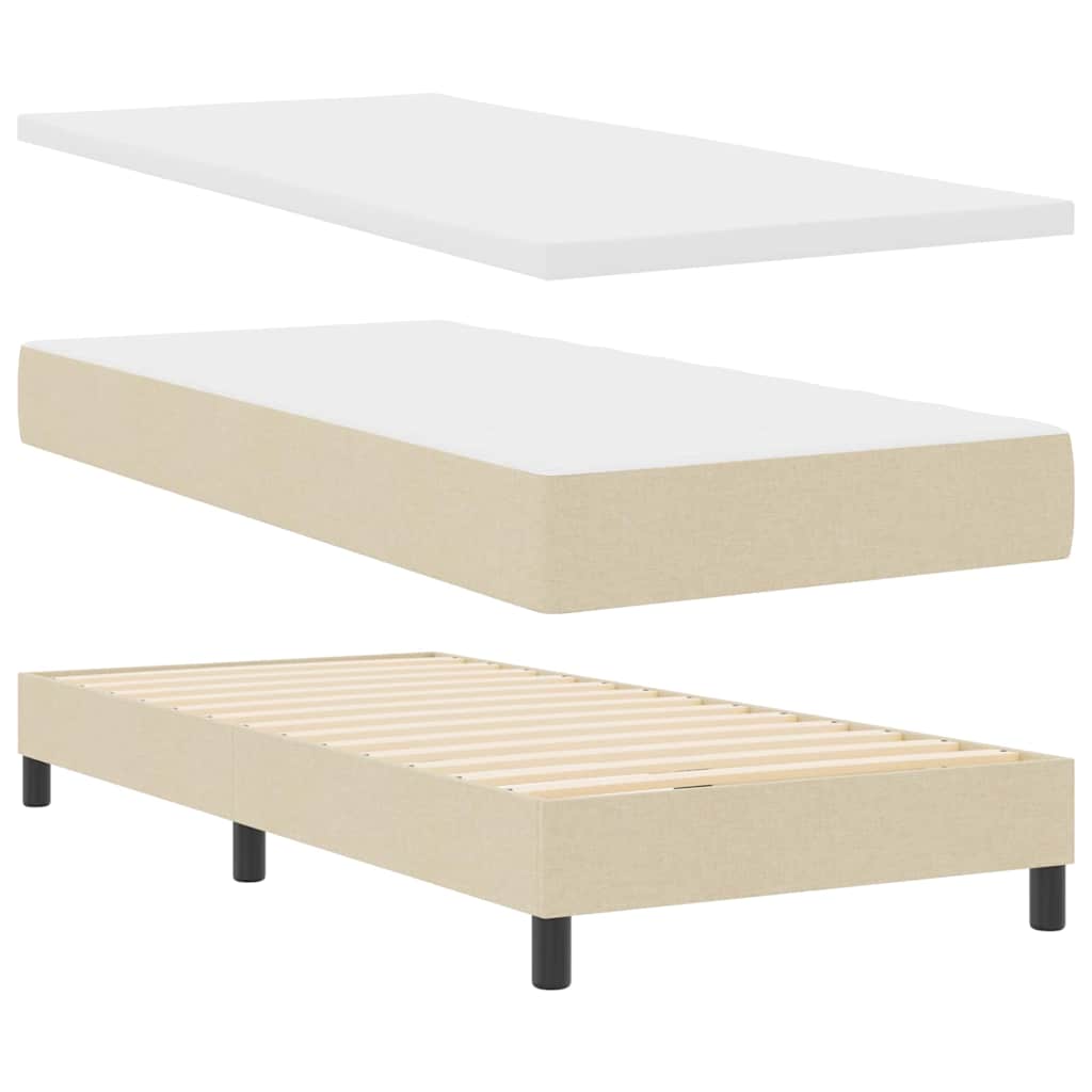 Krevet s opruga kutije s uzglavljem Krema 100 x 200 cm tkanina