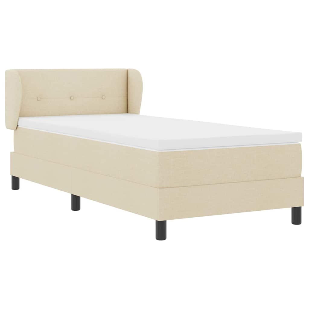 Krevet s opruga kutije s uzglavljem Krema 100 x 200 cm tkanina