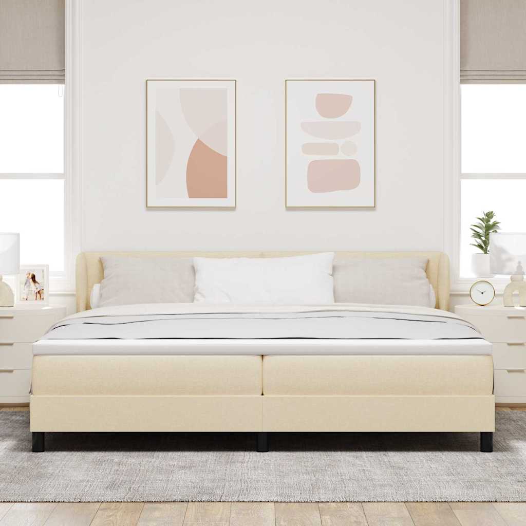 Krevet s opruga kutije s uzglavljem Krema 200 x 200 cm tkanina