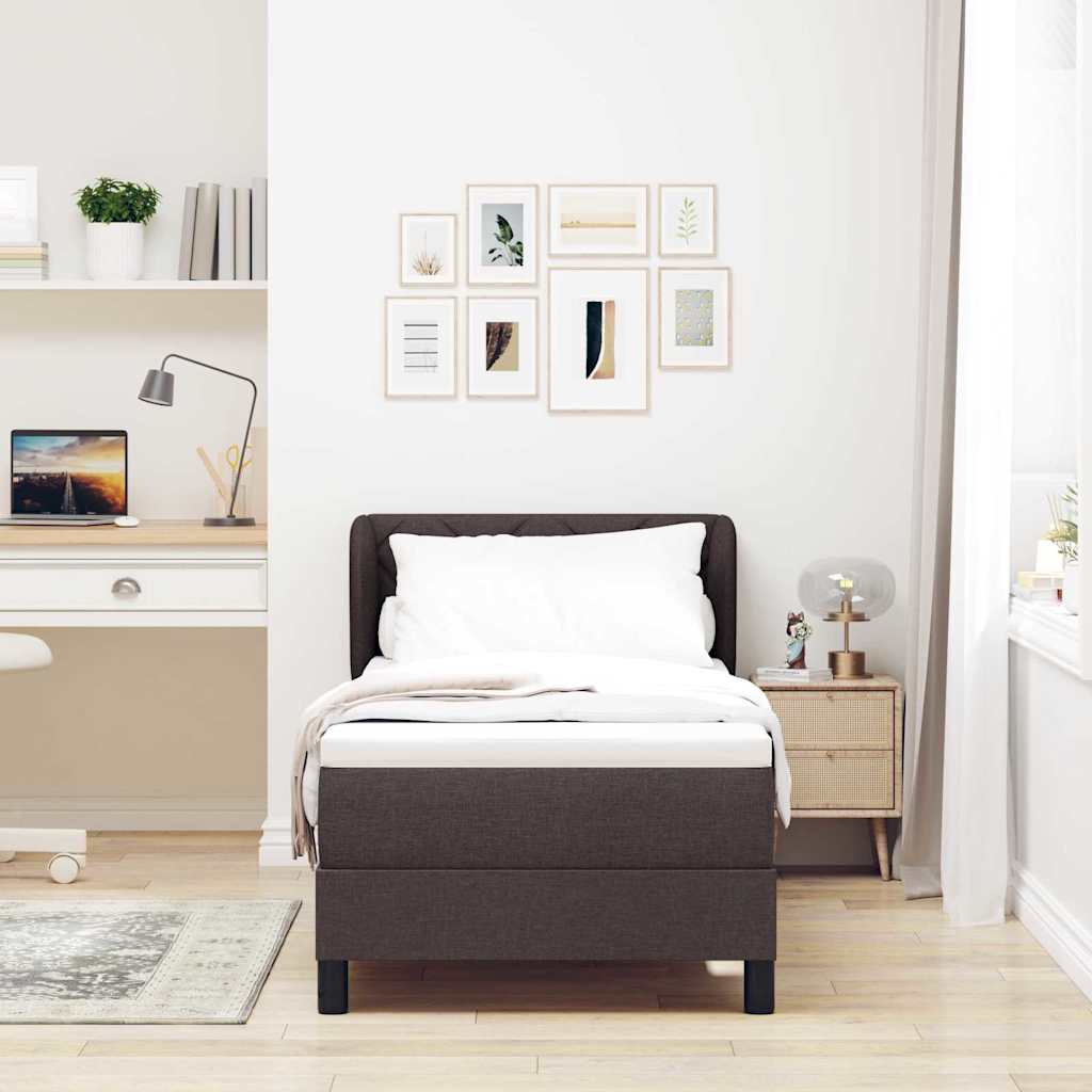 Krevet s opruga kutije Tamno smeđa 80 x 200 cm tkanina