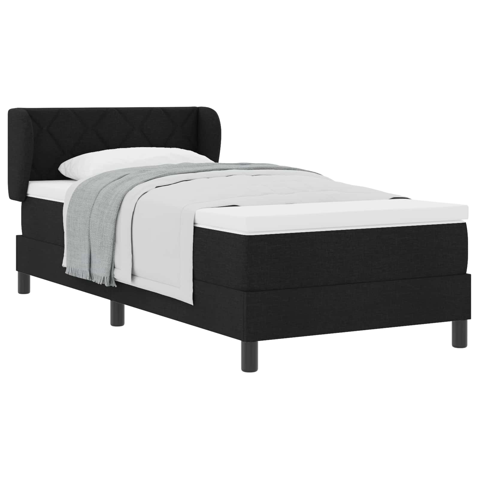 Krevet s opruga kutije s uzglavljem Crna 90 x 190 cm tkanina