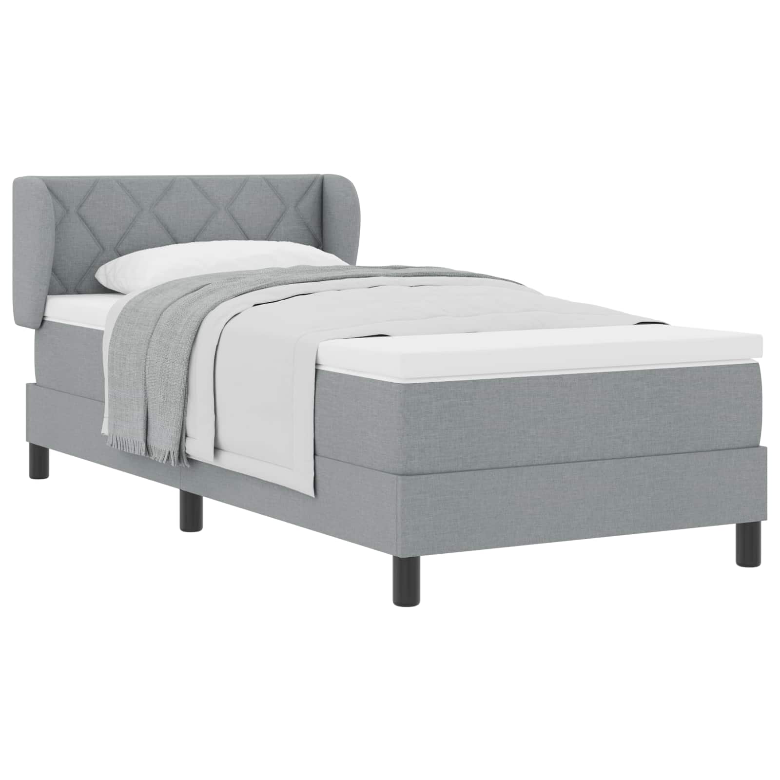 Krevet s opruga kutije Svjetlosiva 90 x 200 cm tkanina