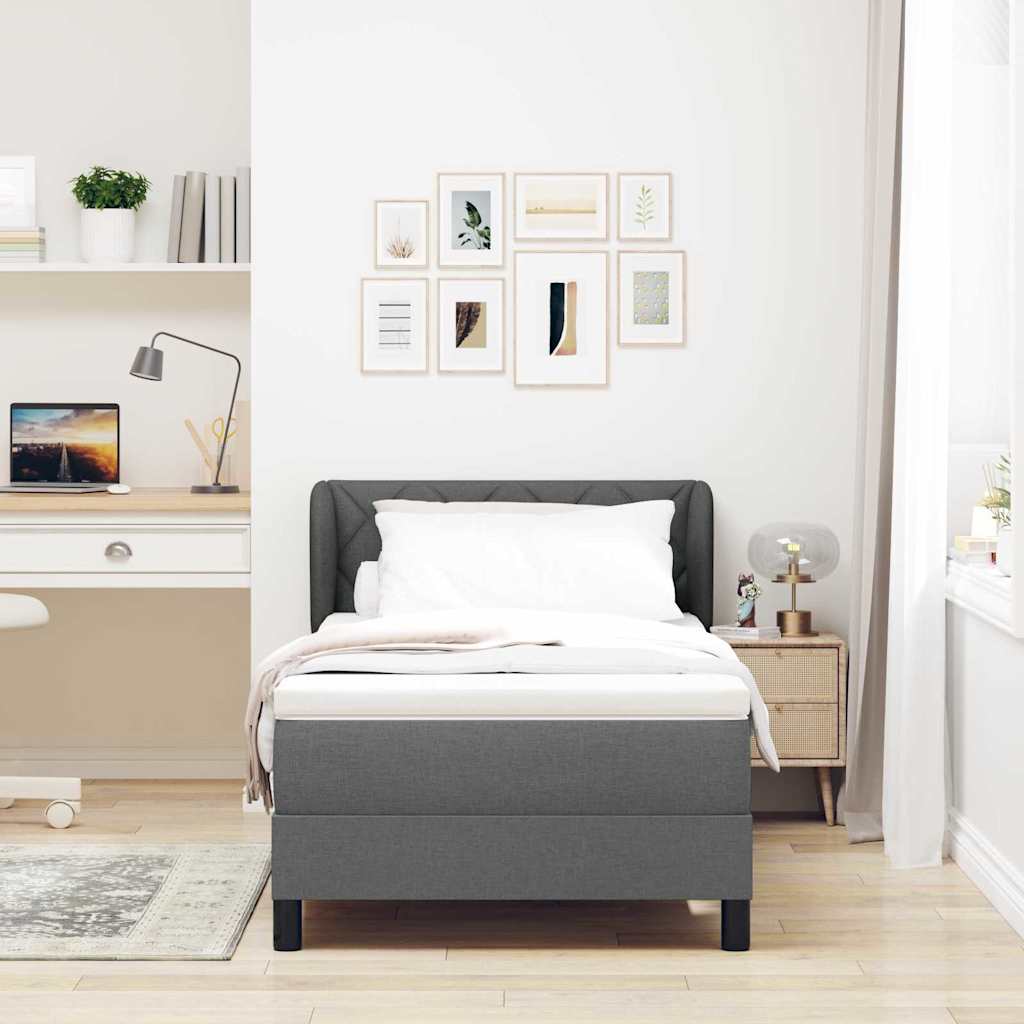 Krevet s opruga kutije Tamno siva 100 x 200 cm tkanina