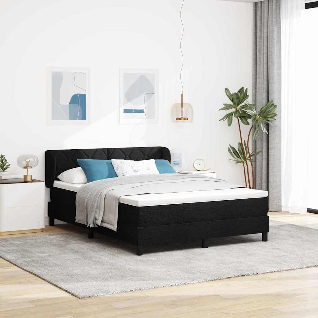 Krevet s opruga kutije s uzglavljem Crna 140 x 200 cm tkanina