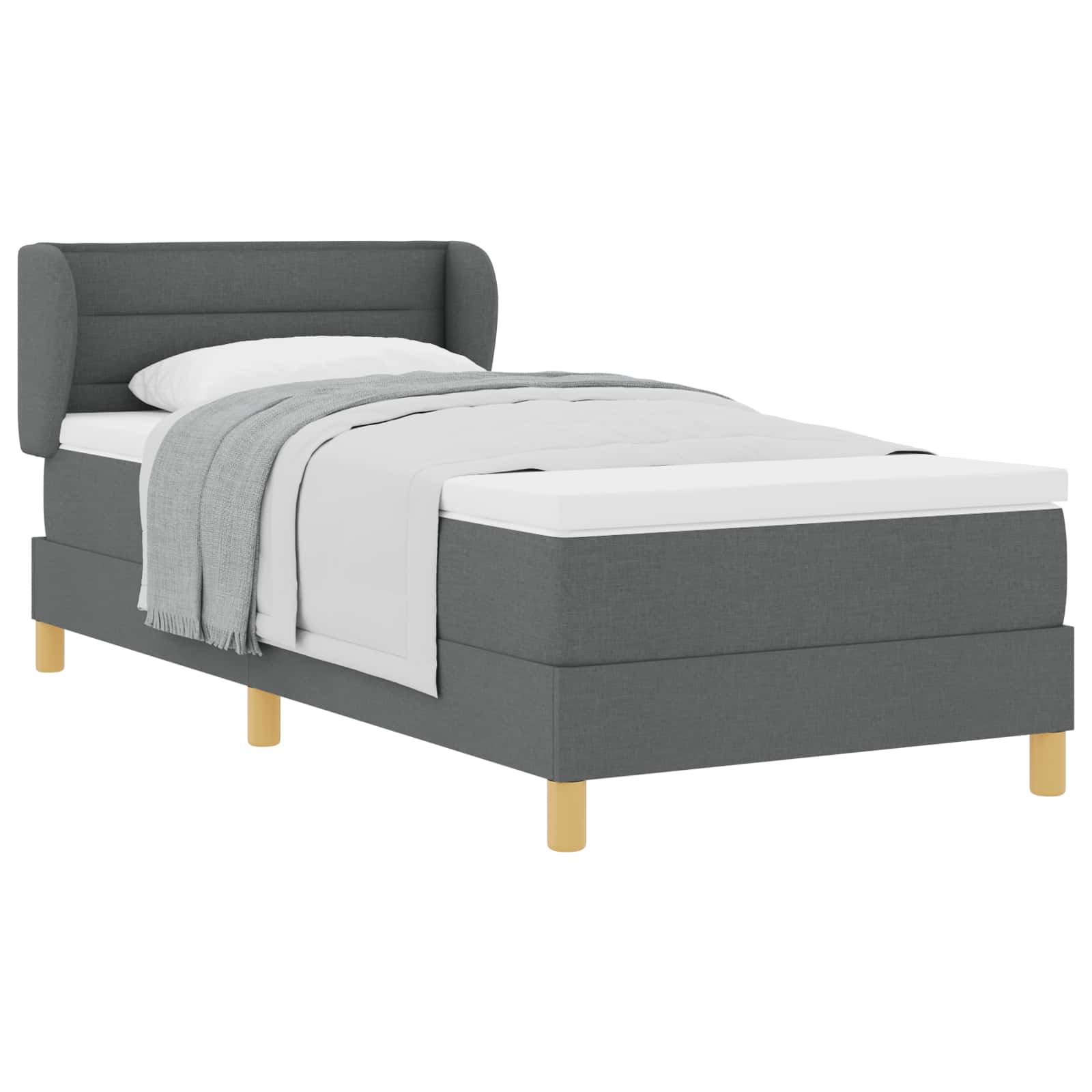 Krevet s opruga kutije Tamno siva 90 x 190 cm tkanina