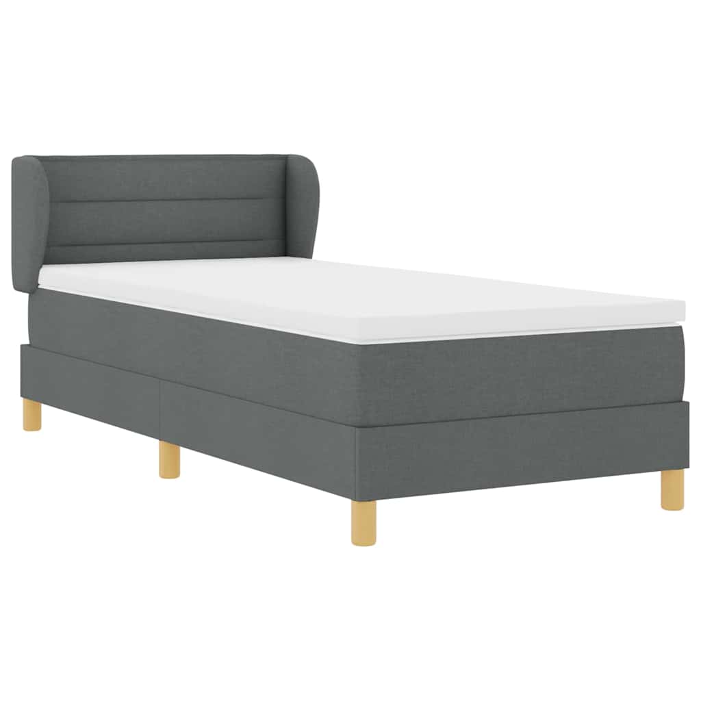 Krevet s opruga kutije Tamno siva 90 x 200 cm tkanina