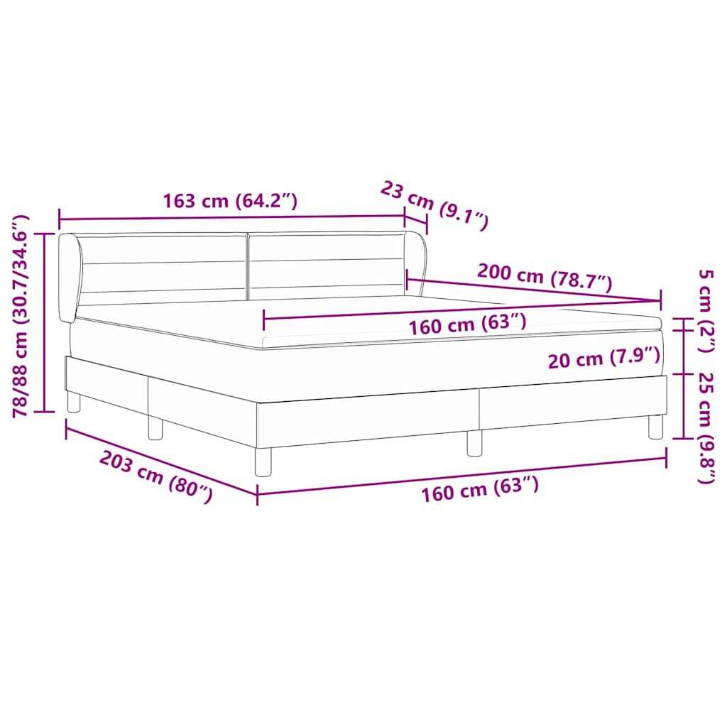 Krevet s opruga kutije Tamno siva 160 x 200 cm tkanina
