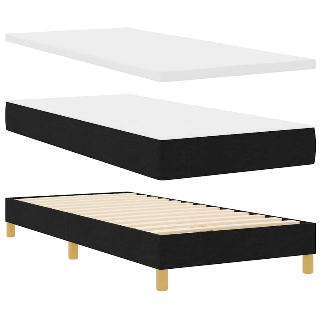 Krevet s opruga kutije s uzglavljem Crna 90 x 200 cm tkanina