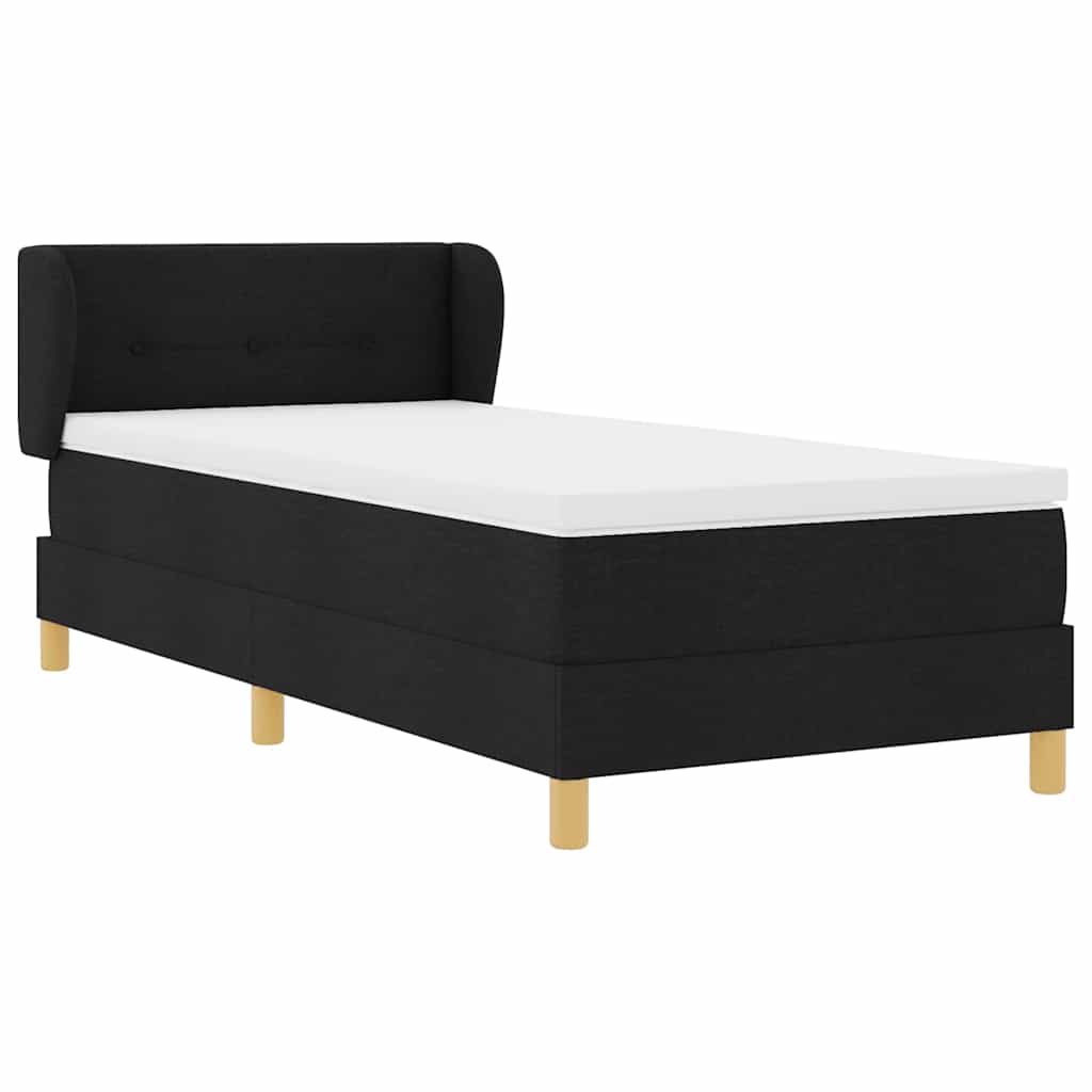 Krevet s opruga kutije s uzglavljem Crna 90 x 200 cm tkanina
