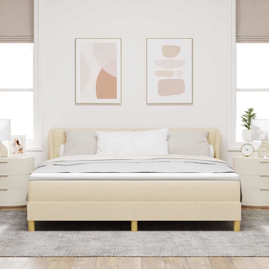 Krevet s opruga kutije s uzglavljem Krema 180 x 200 cm tkanina