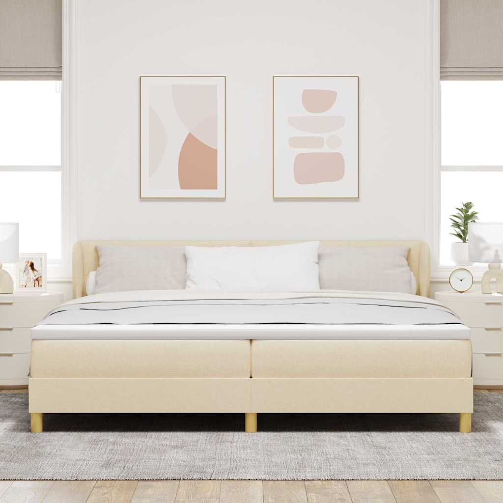 Krevet s opruga kutije s uzglavljem Krema 200 x 200 cm tkanina