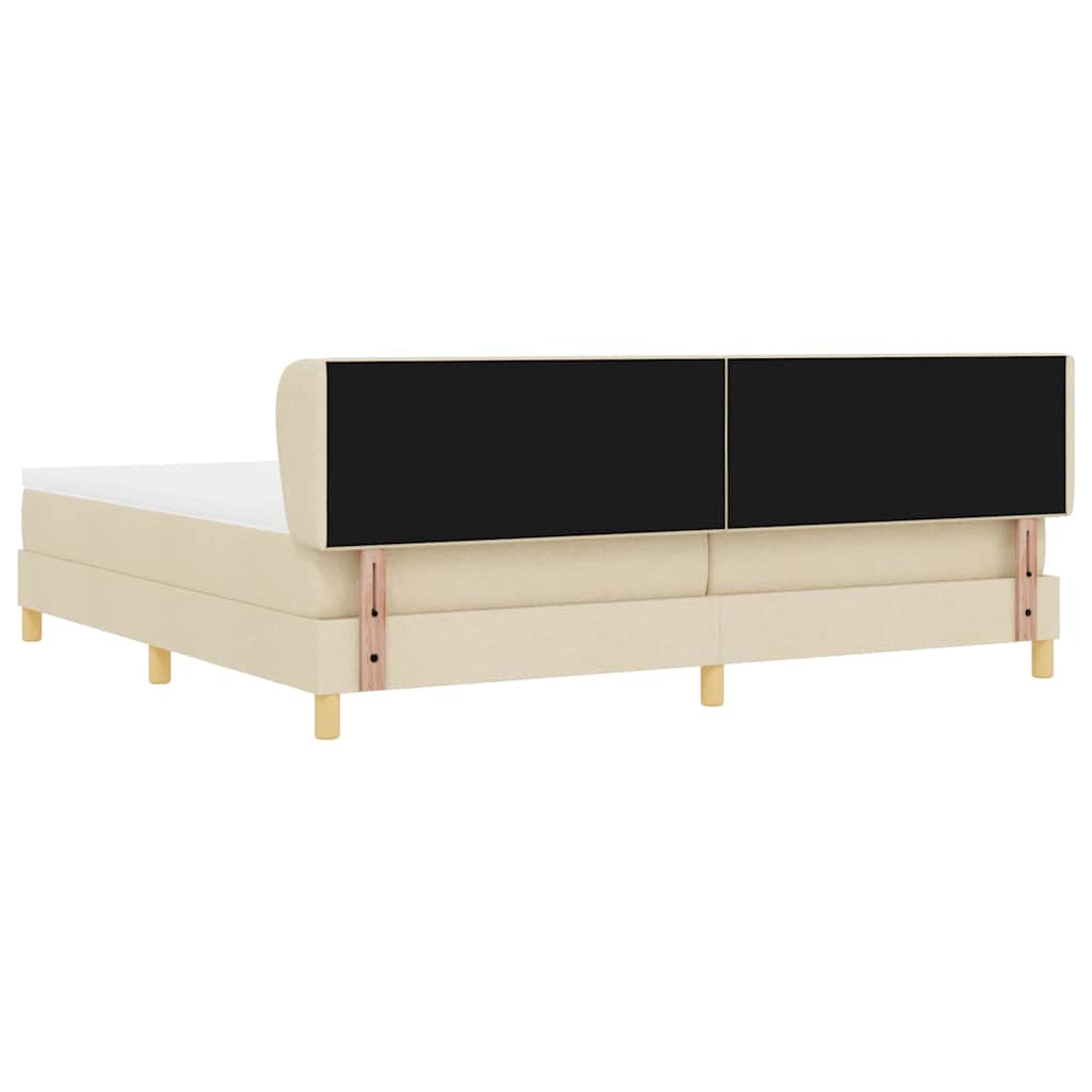 Krevet s opruga kutije s uzglavljem Krema 200 x 200 cm tkanina
