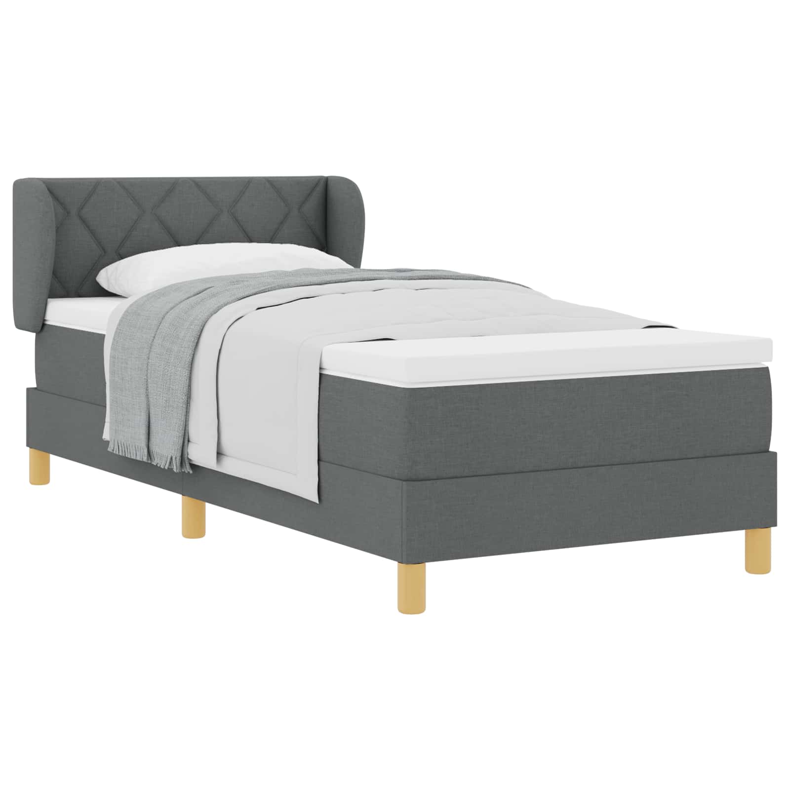 Krevet s opruga kutije Tamno siva 90 x 190 cm tkanina