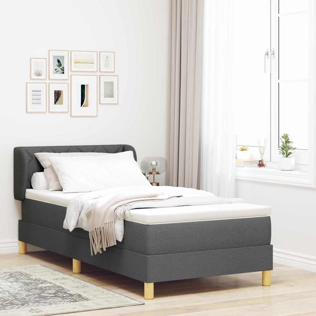 Krevet s opruga kutije Tamno siva 90 x 200 cm tkanina