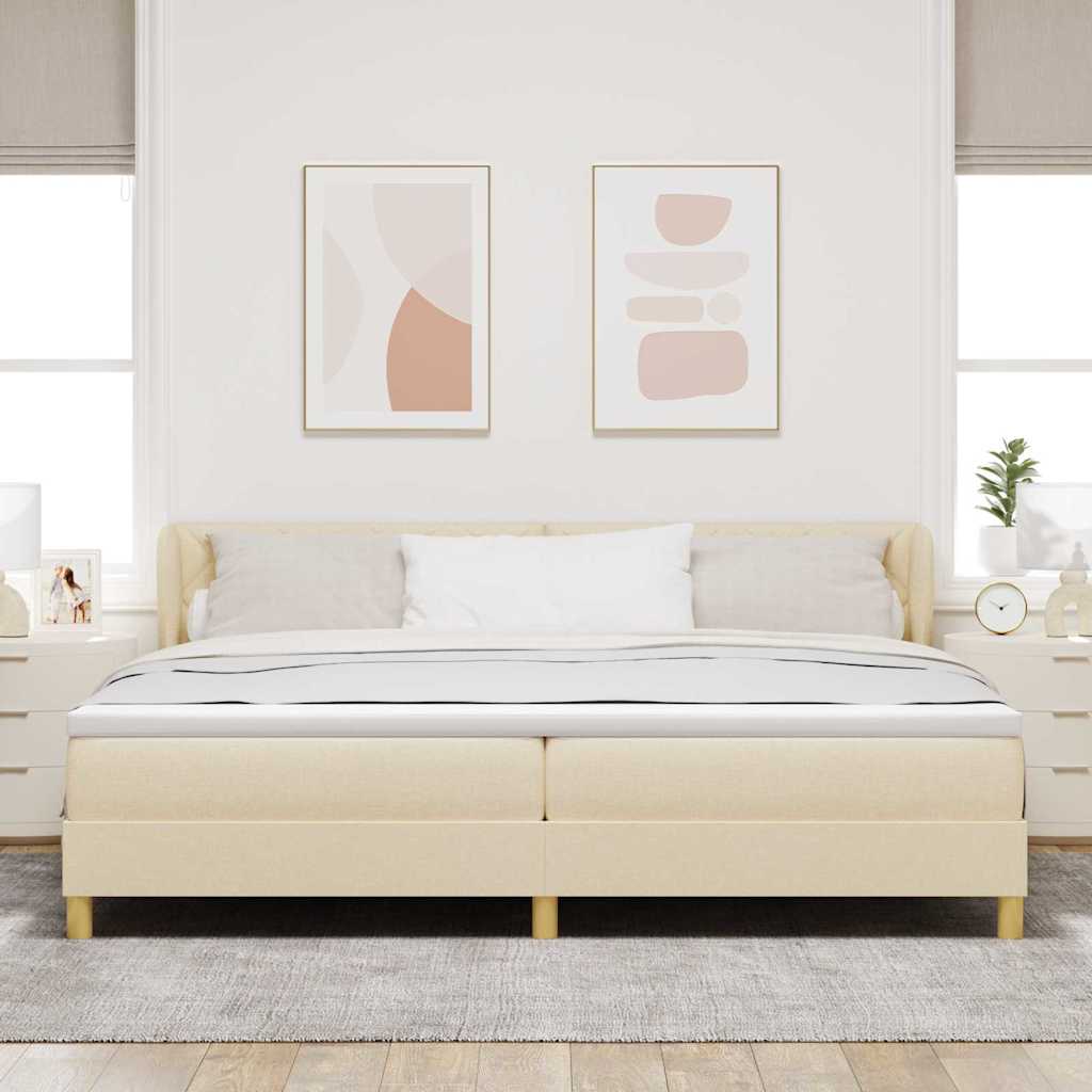 Krevet s opruga kutije s uzglavljem Krema 200 x 200 cm tkanina