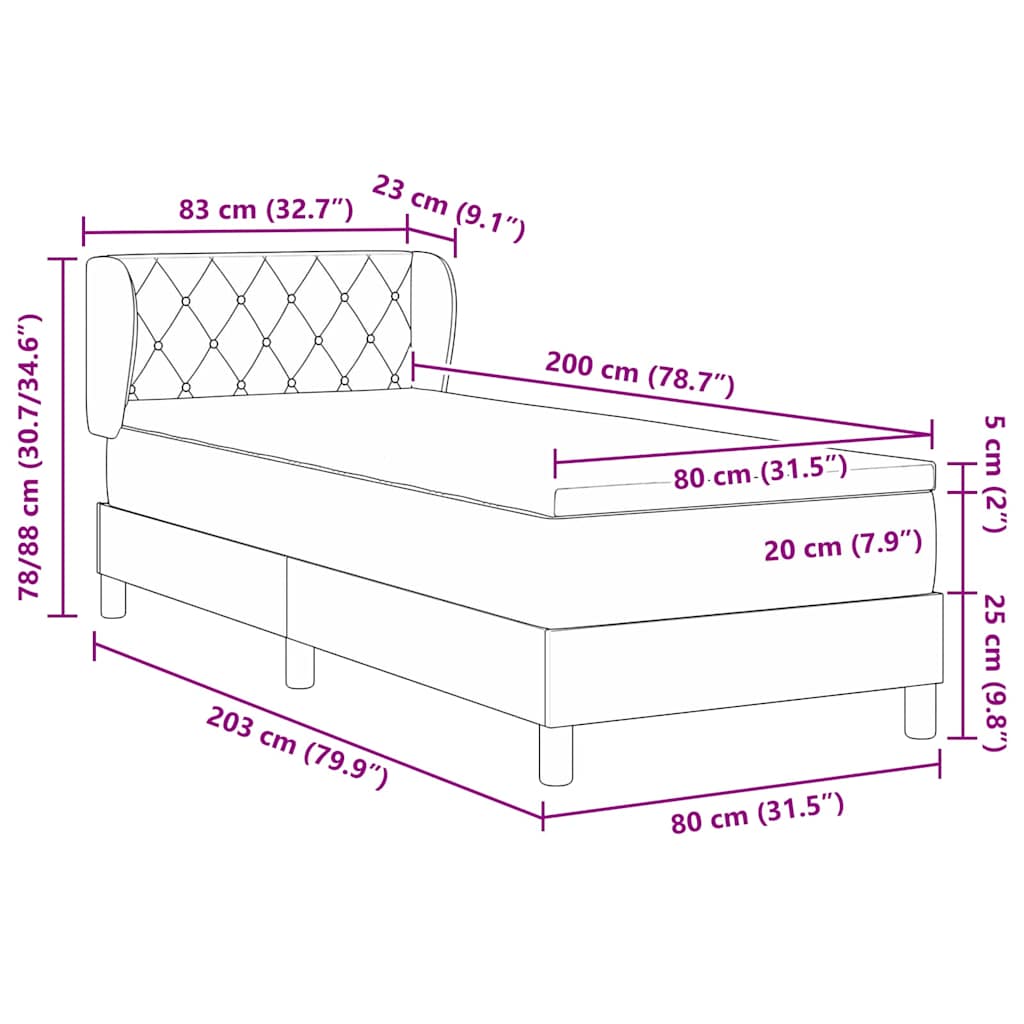 Krevet s opruga kutije Tamnozelena 80 x 200 cm Baršun